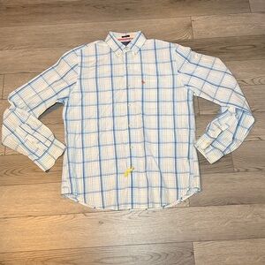 Abercrombie & Fitch Blue and White Checkered Button Up Shirt Muscle Fit XXL